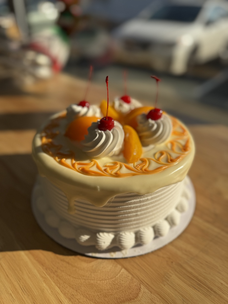 Bakery display case with sugar-coated donuts, chocolate glazed donuts, jelly-filled donuts, and churros in paper sleeves.